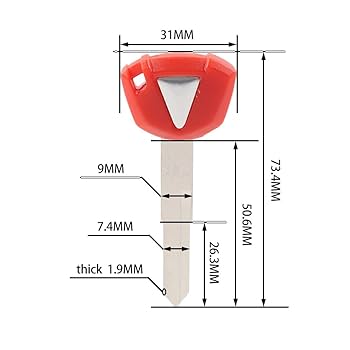 Amazon | GZYF レッド ノーカット ブランクイグニッションキー